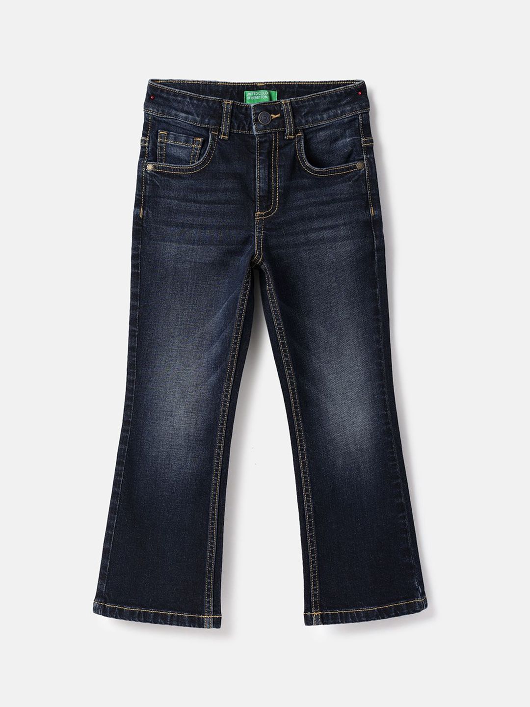 United Colors of Benetton Boys Bootcut Mid-Rise Light Fade Stretchable Jeans