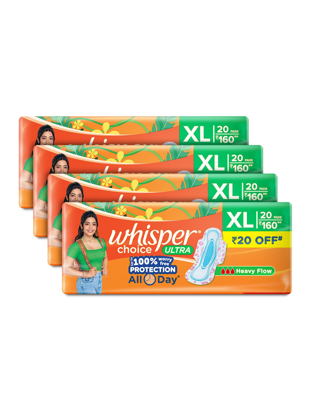 Whisper Whisper Set of 4 Choice Ultra XL+ Sanitary Pads - 20 Pads each