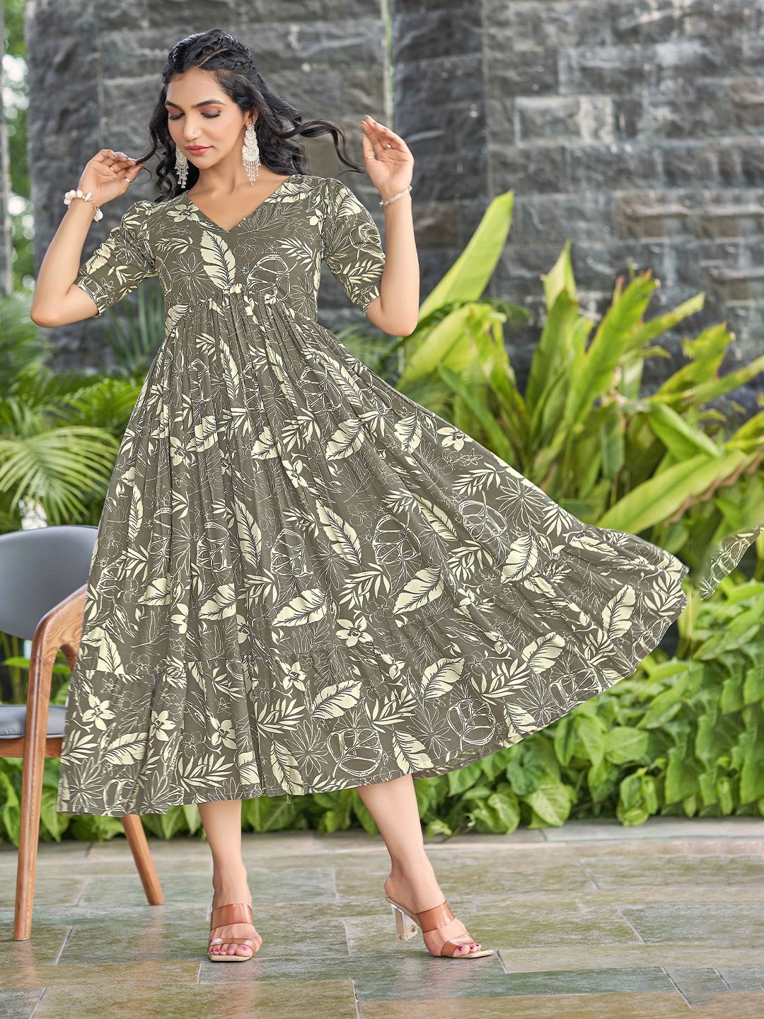 Buy ODD BY chansi TRENDZ Women Floral Printed Gathered Fit & Flare