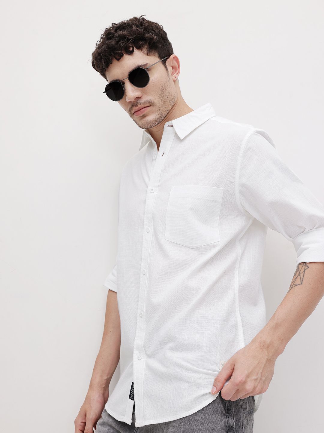 The Roadster Life Co. Spread Collar Pure Cotton Casual Shirt