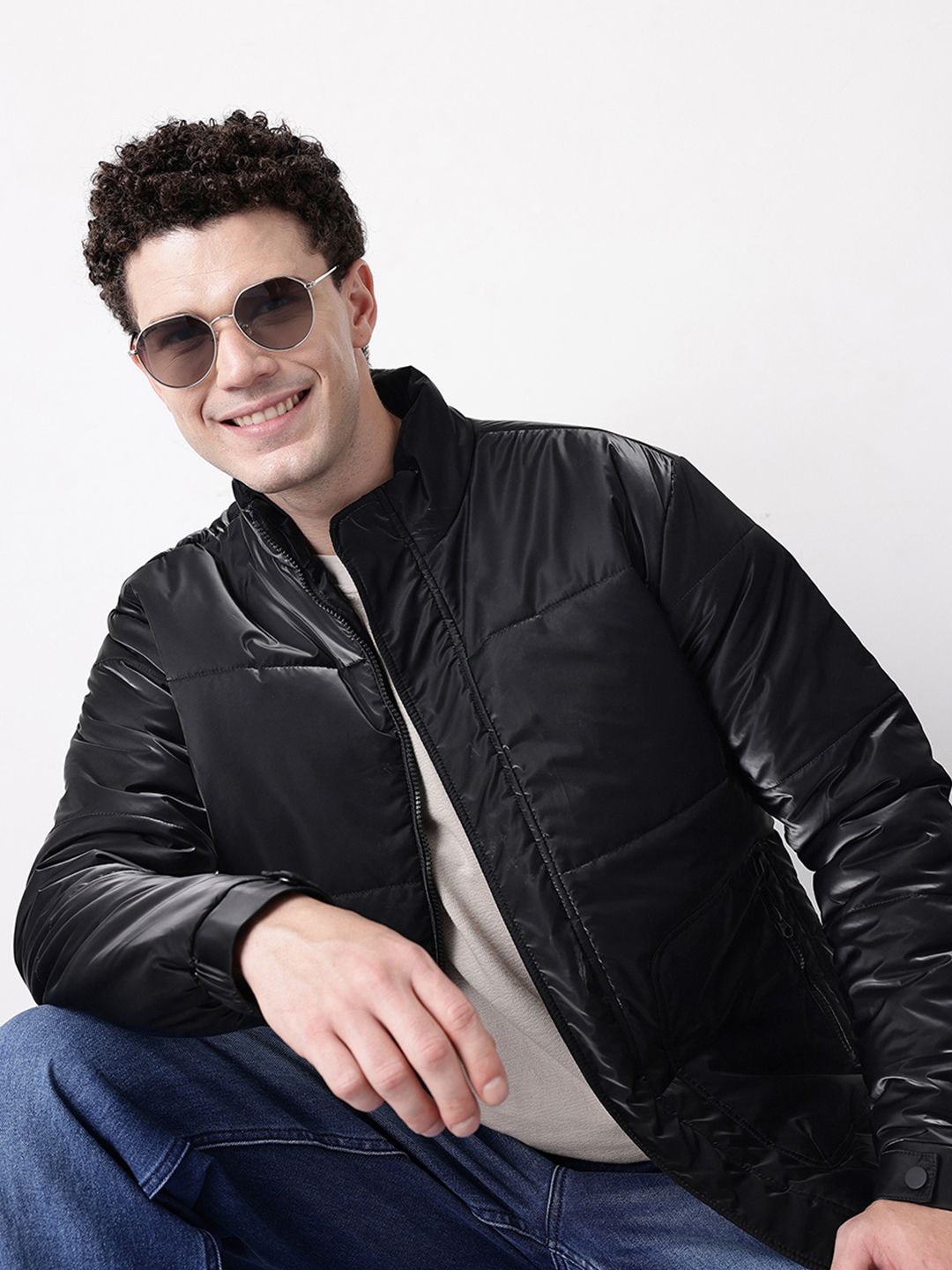 Mast & Harbour Mock Collar Padded Jacket
