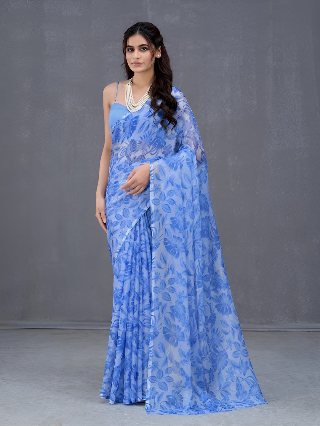 Garden Vareli Floral Printed Pure Chiffon Saree
