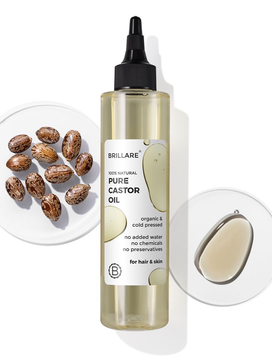 BRILLARE  Organic Cold-Pressed Pure Castor Oil for Hair & Body - 200ml deal from myntra