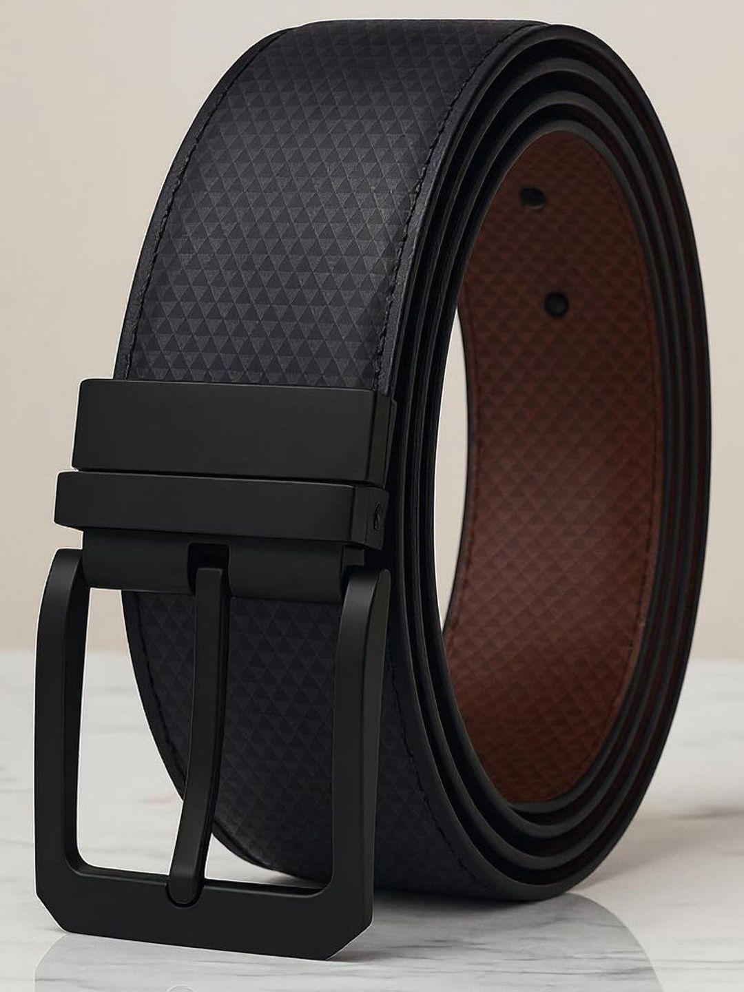 Killer Men Textured Vegan Leather Reversible Belt