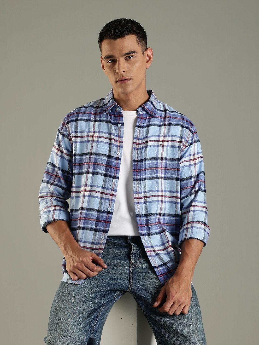 Tommy Hilfiger Tommy Hilfiger Men Buffalo Checked Button-Down Collar Pure Cotton Casual Shirt