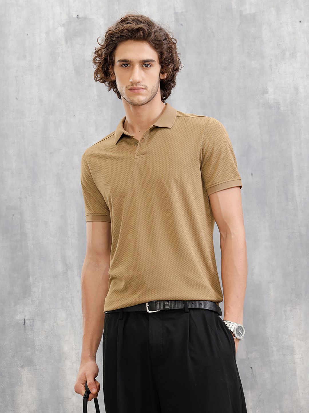 WROGN WROGN Men Brand Logo Printed Round Neck Cotton Slim Fit T-shirt