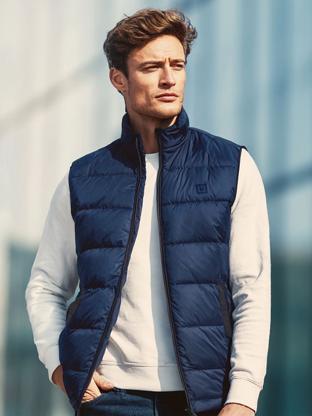Urbano Fashion Sleeveless Zippered Puffer Jacket