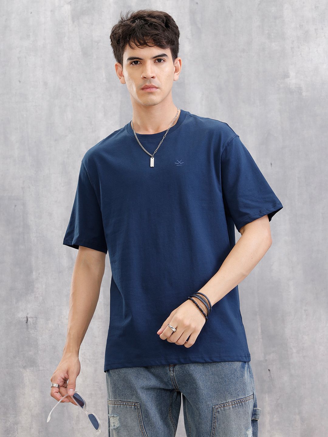 WROGN Men Brand Logo Printed Round Neck T-shirt