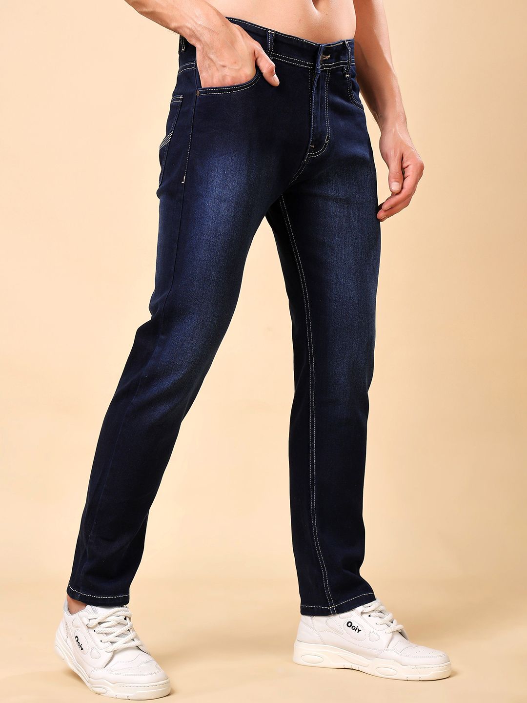 London Hills Men Regular Fit Mid-Rise Light Fade Cotton Jeans