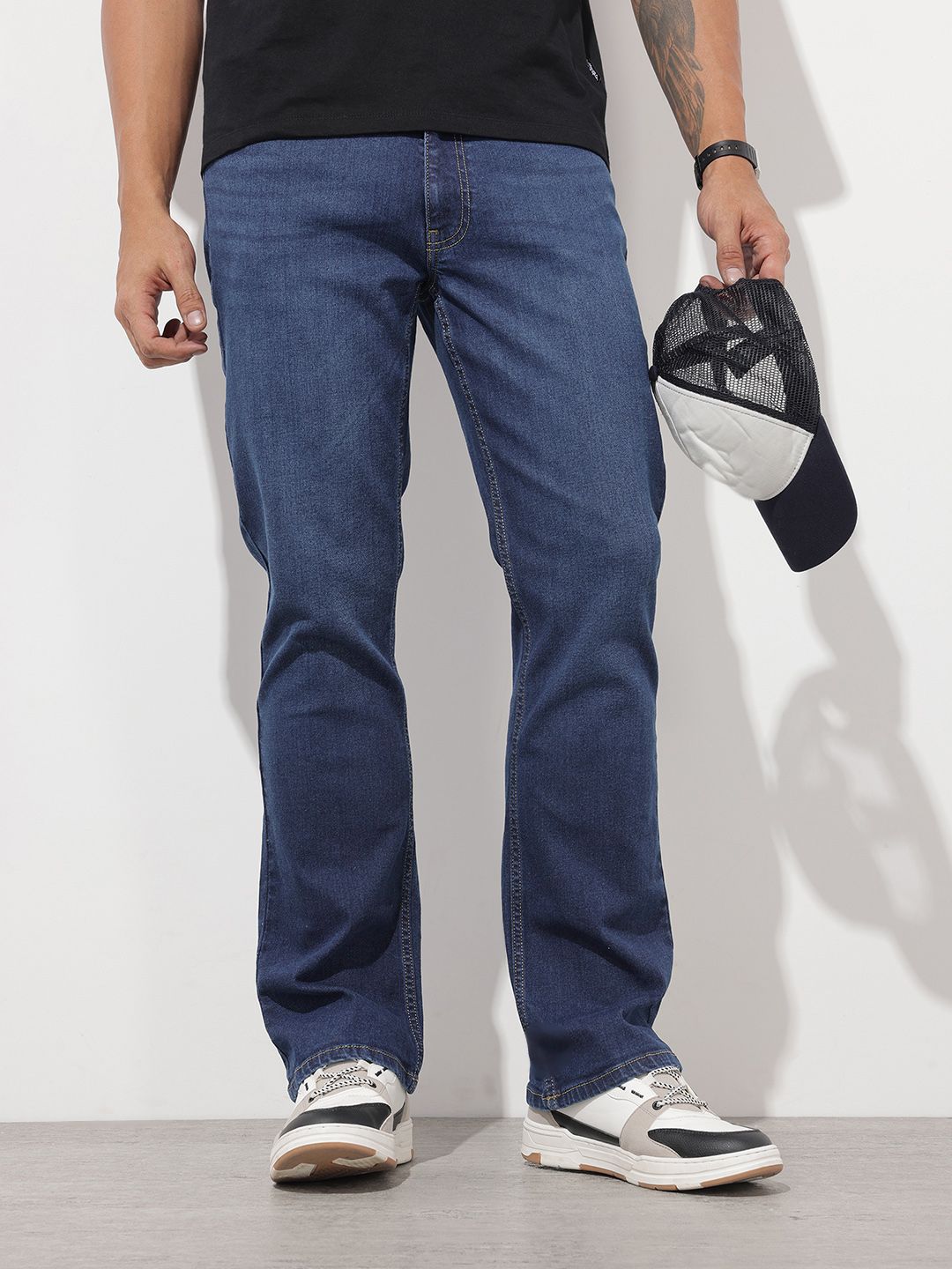 The Roadster Life Co. Men Bootcut Light Fade Stretchable Jeans