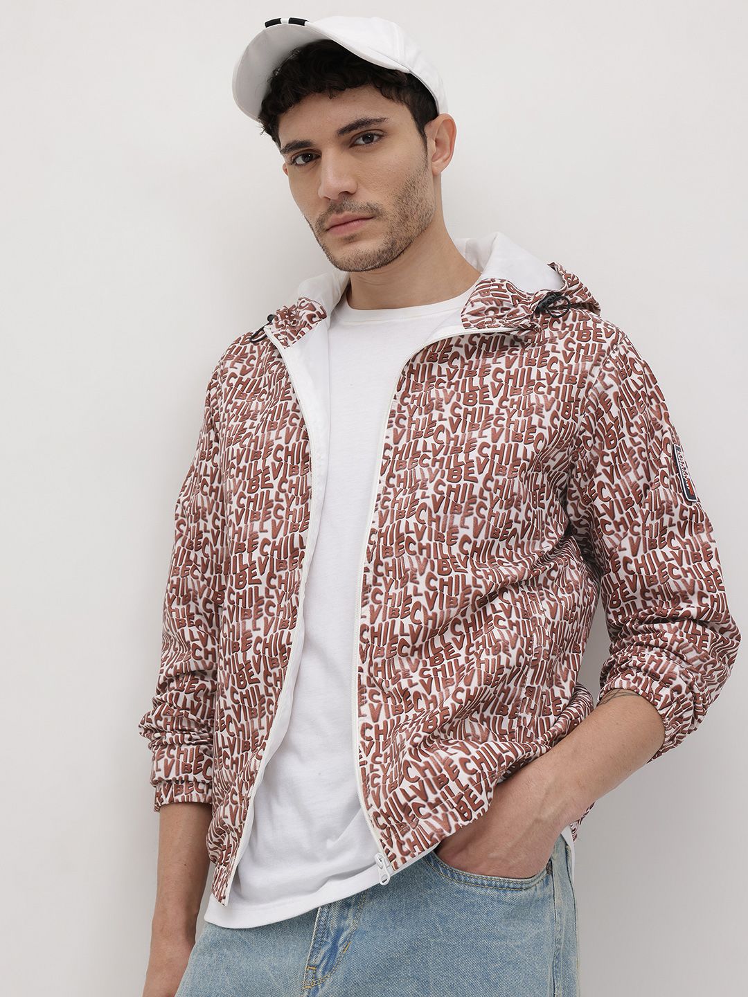Roadster Typography Print Hooded Bomber Jacket