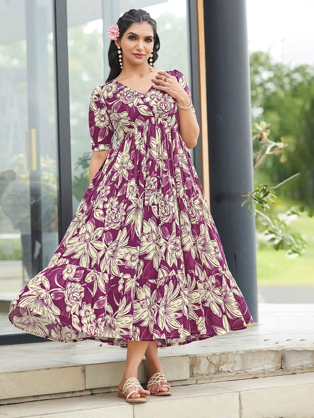 Buy ODD BY chansi TRENDZ Women Floral Printed Gathered Fit & Flare