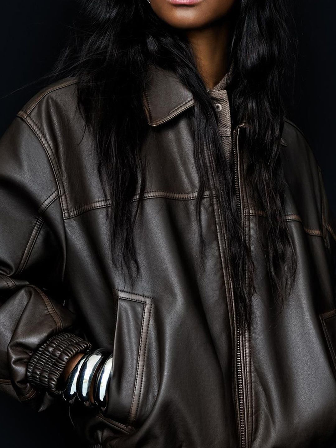 Buy Bershka Faux leather oversize jacket - Jackets for Women