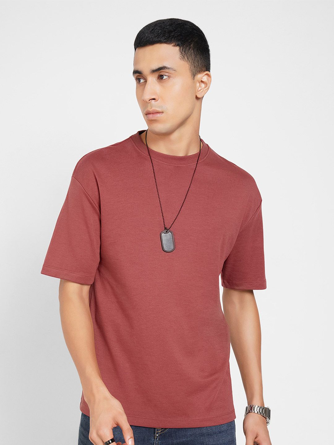 SF JEANS by Pantaloons Round Neck Regular Sleeves Pure Cotton Relaxed Fit T-shirt