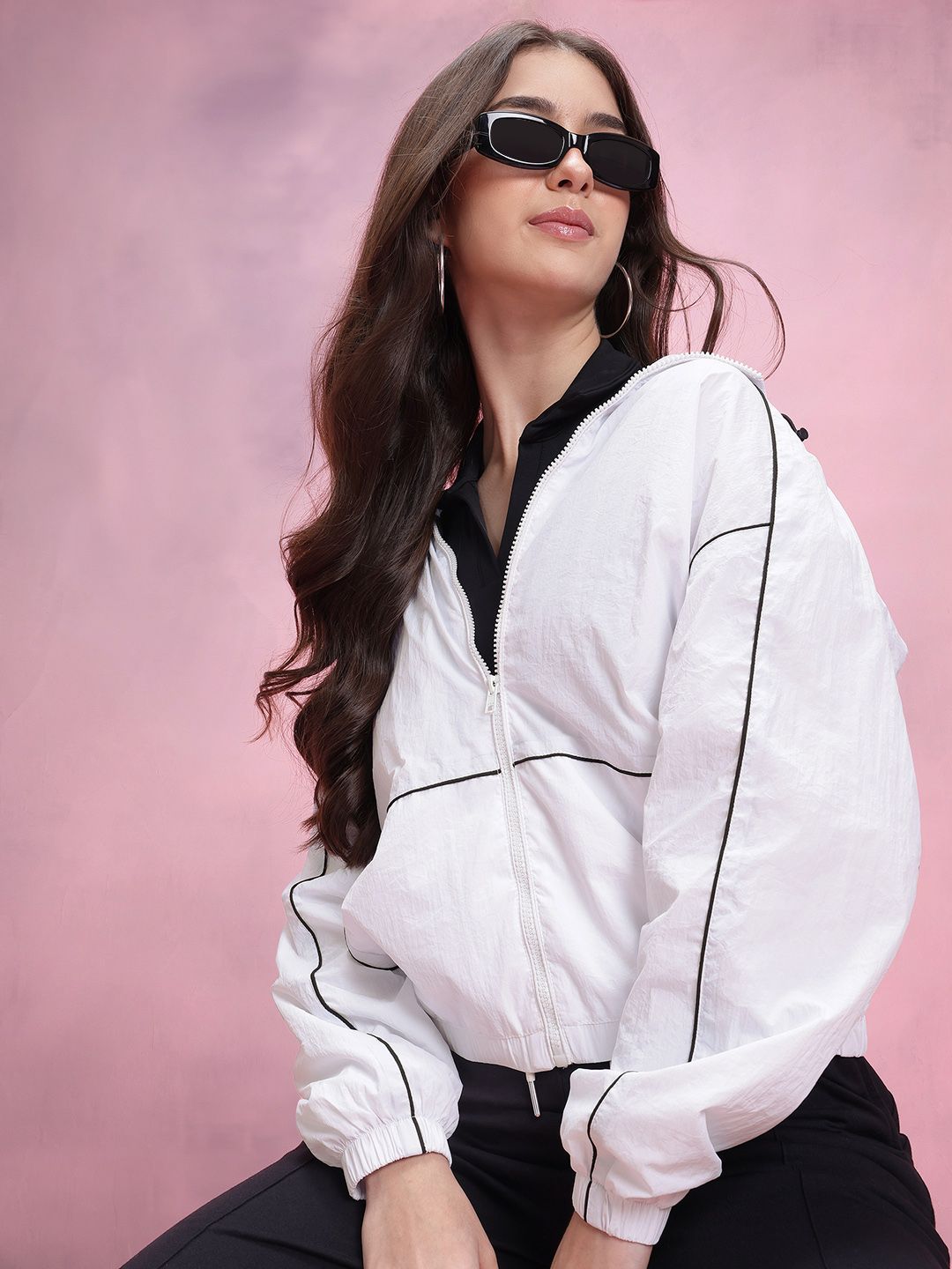 DressBerry Hooded Paneled Tailored Jacket