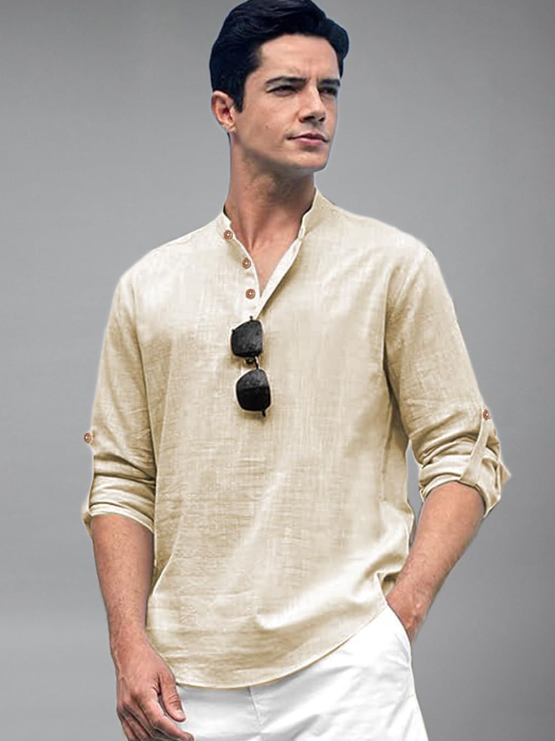 Vida Loca Men Slim Fit Band Collar Kurta