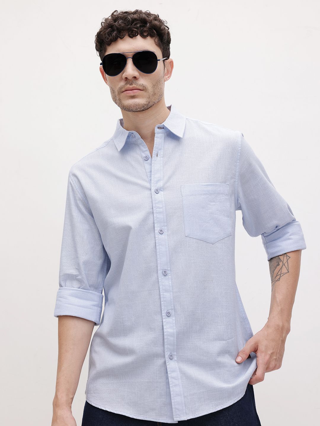 The Roadster Life Co. Spread Collar Pure Cotton Casual Shirt