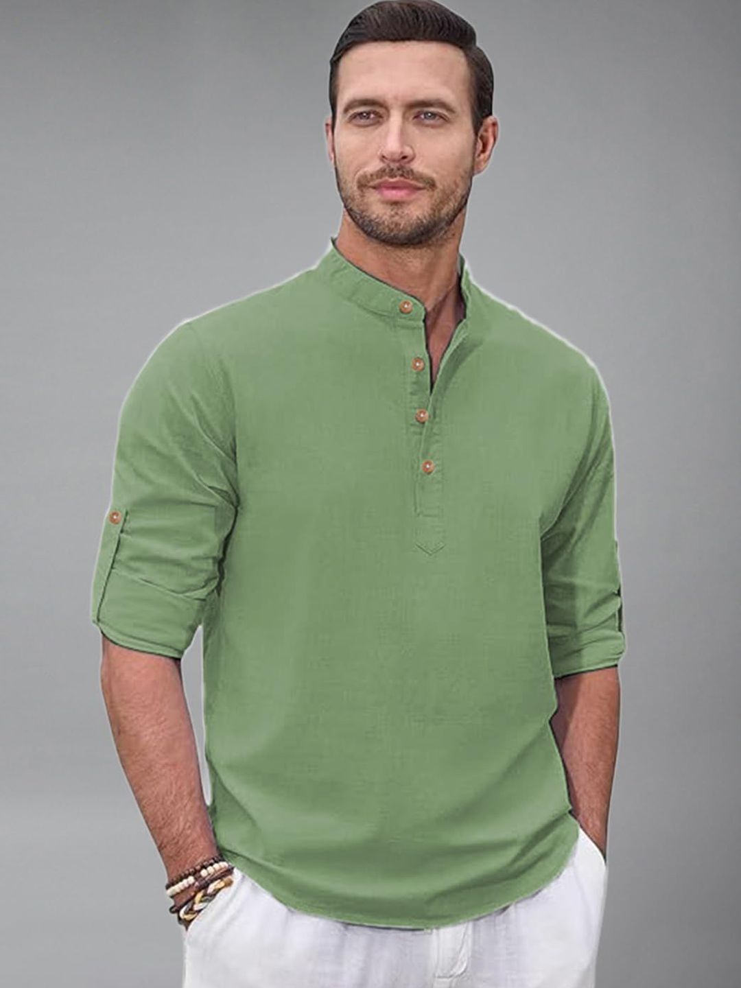 Vida Loca Men Band Collar Cotton Kurta