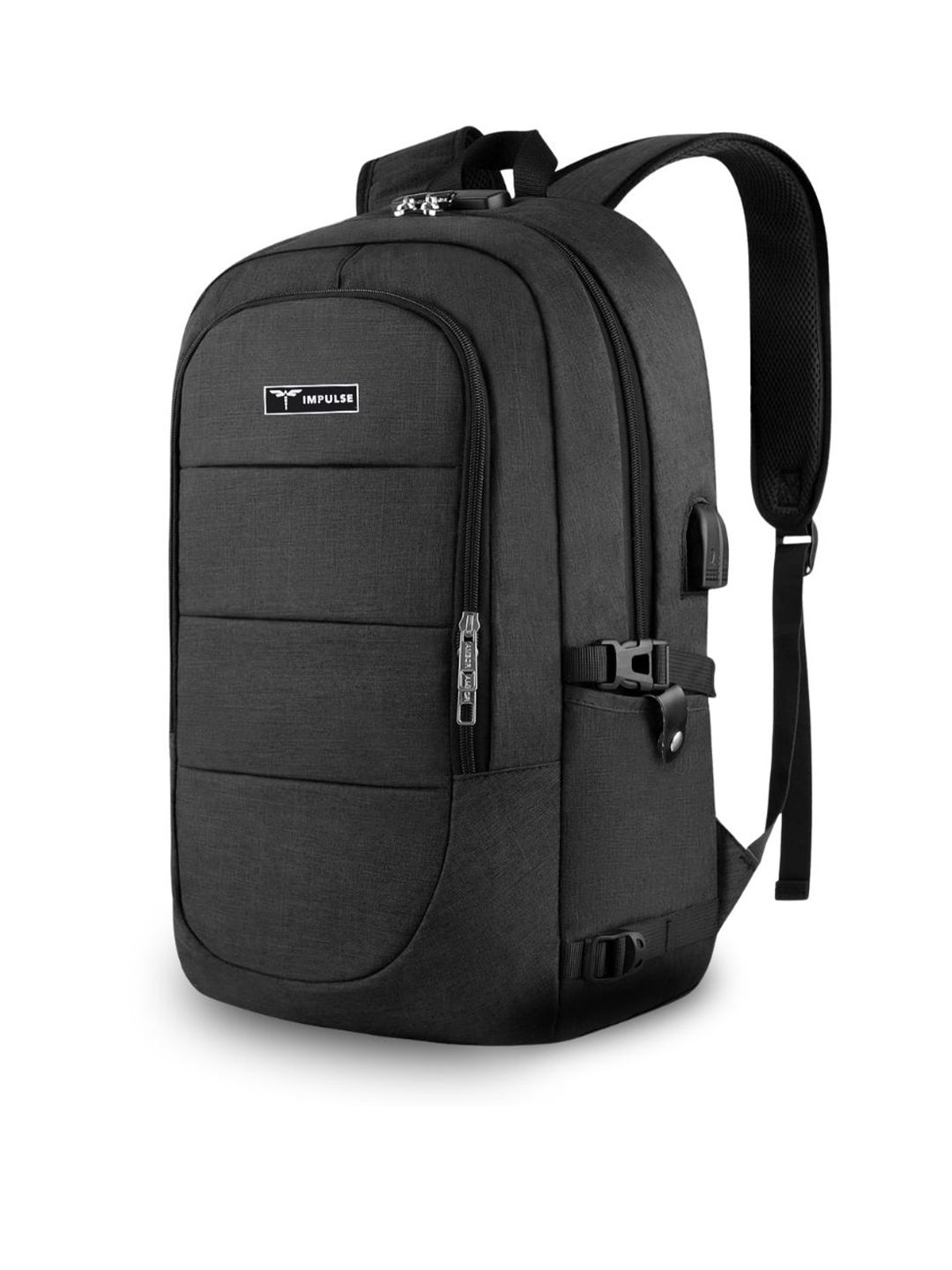 Impulse Unisex Brand Logo Backpack with USB Charging Port