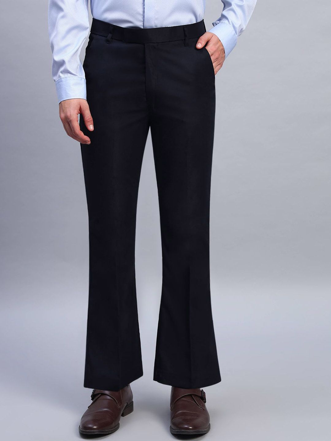AXNIS Men Smart Bootcut Easy Wash  Pleated Formal Trouser