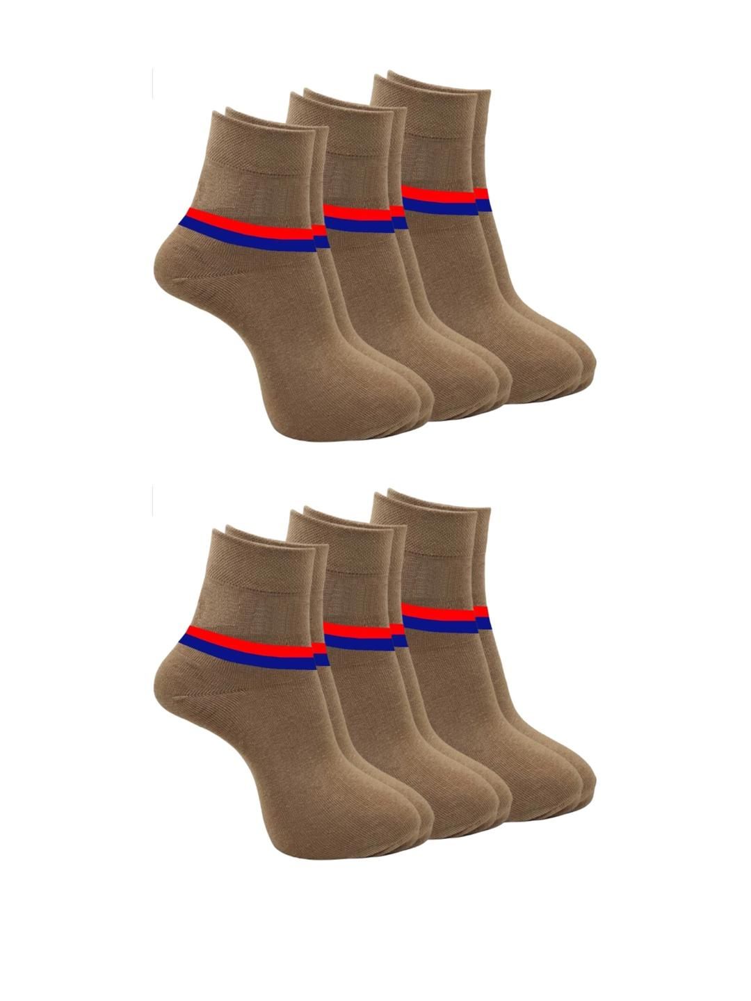Akeeta Unisex Brown Set Of 6 Solid Cotton Ankle Length Socks