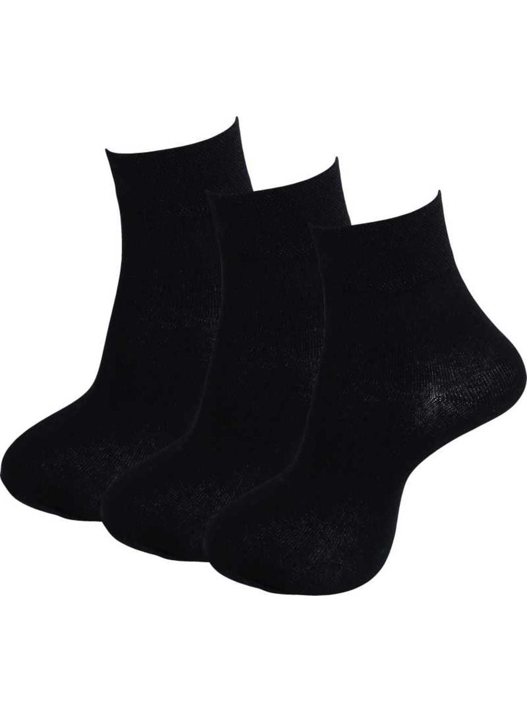 Akeeta Pack of 3 Black Lycra Plain Ankle Socks