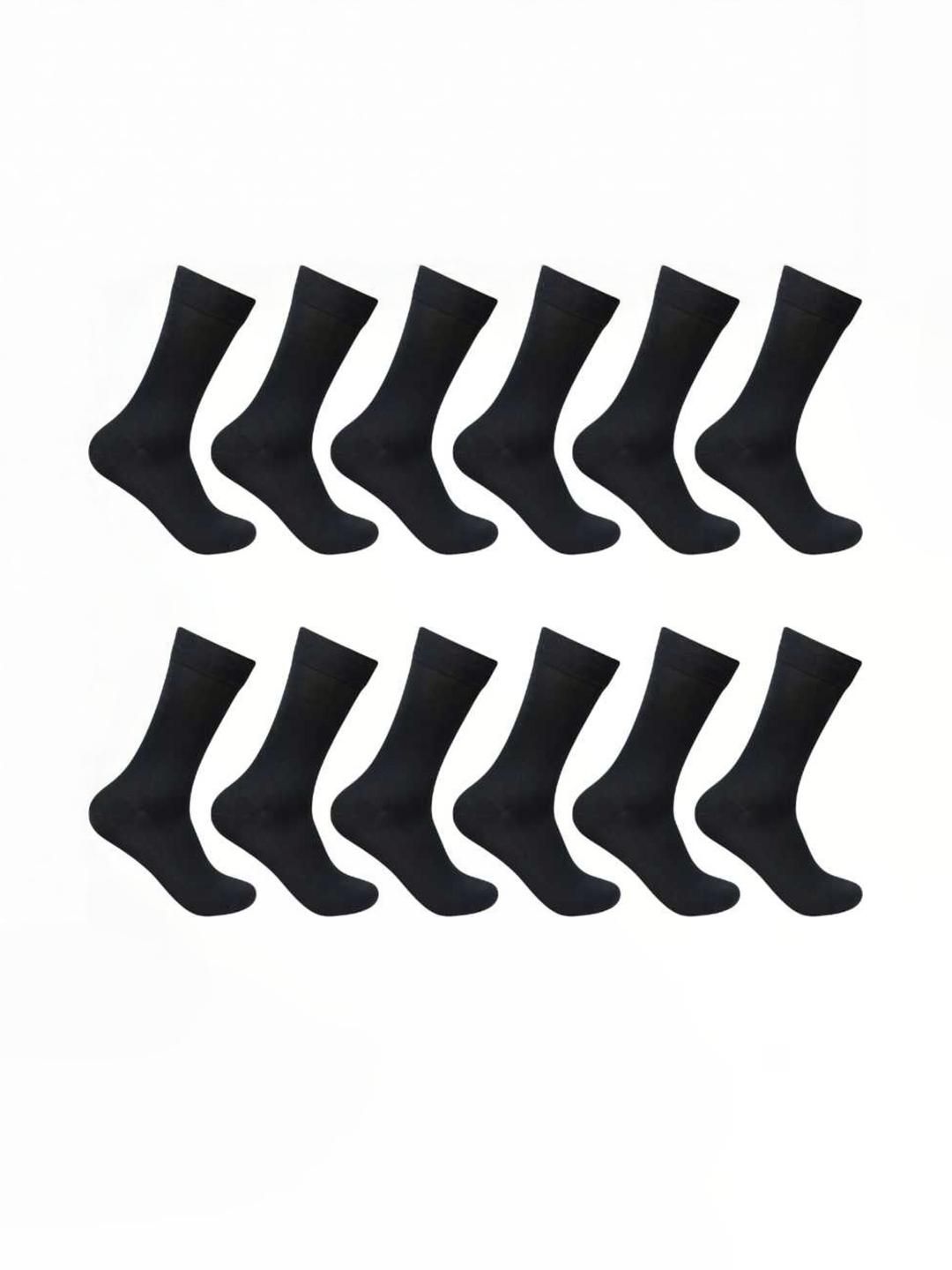 Akeeta pack of 12 Black Lycra Plain Calf Length Socks