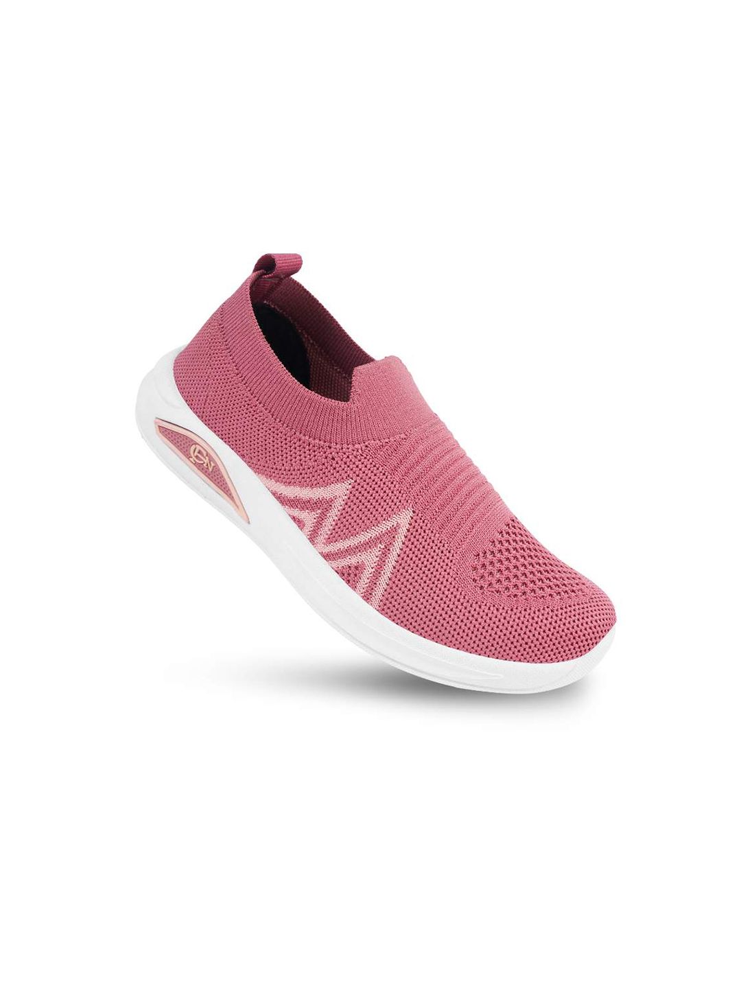 CAFONE Unisex Kids Pink Knitted Slip-On Sneakers