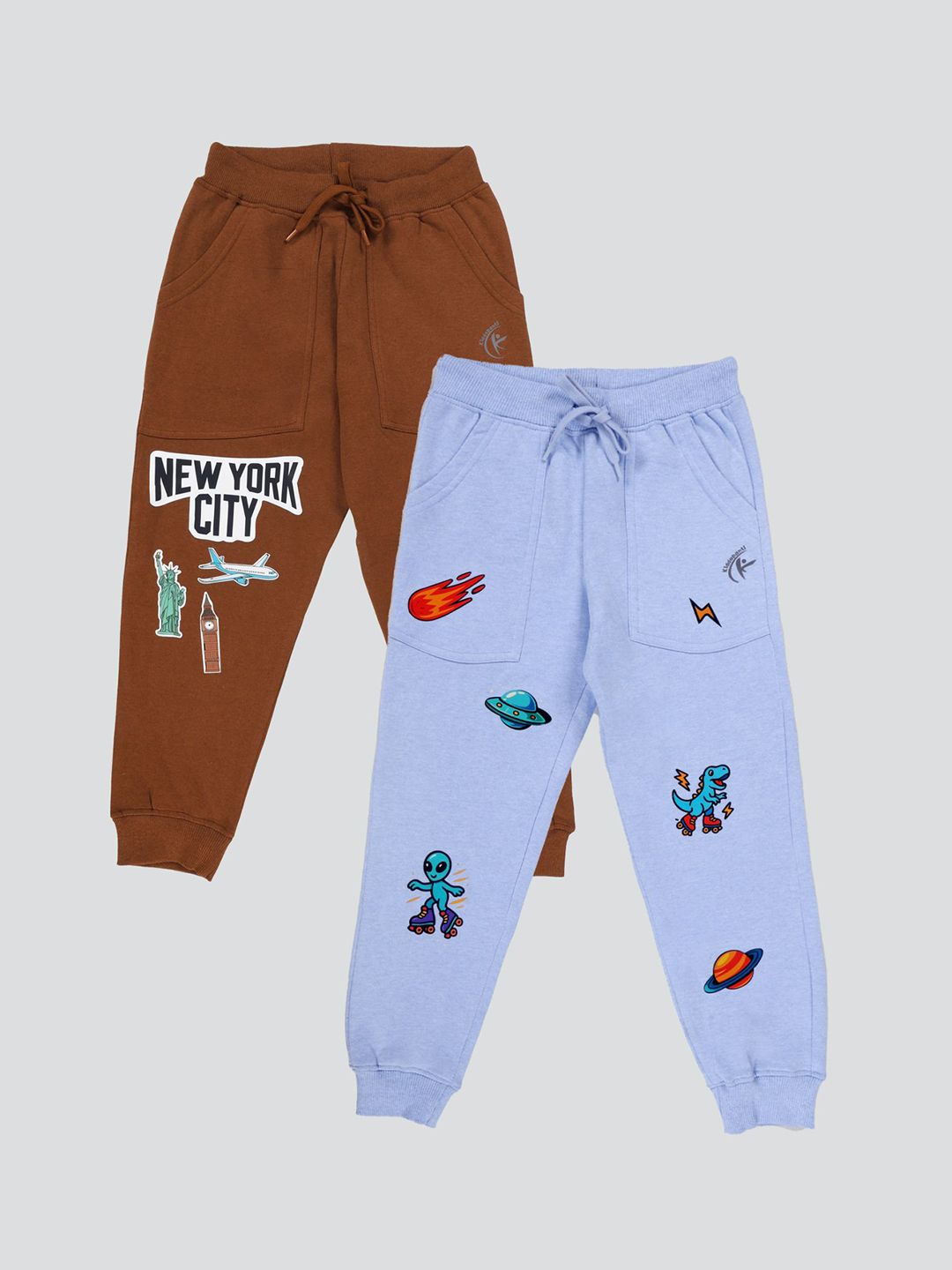 KiddoPanti Boys Pack of 2 Printed Track Pants
