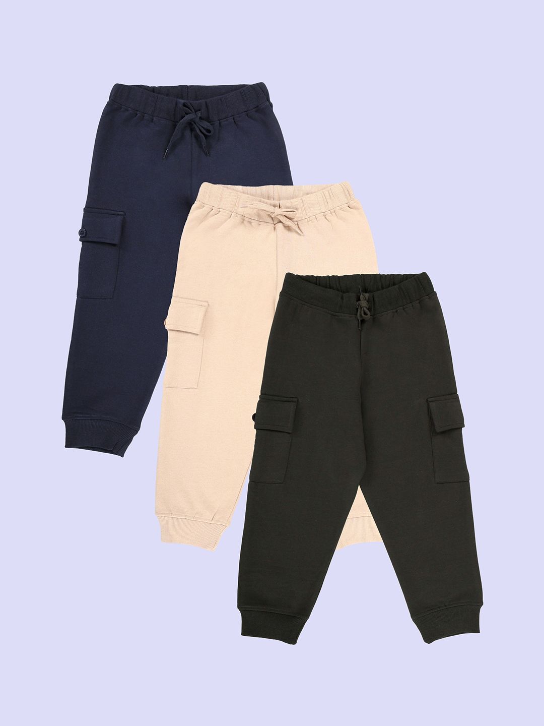 KiddoPanti Boys Pack Of 3 Mid Rise Jogger