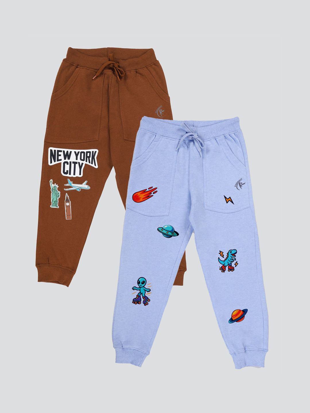 KiddoPanti Boys Pack Of 2 Printed Joggers