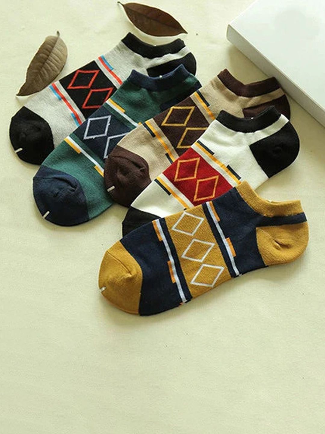Rodzen Men Pack Of 5 Striped Cotton Socks