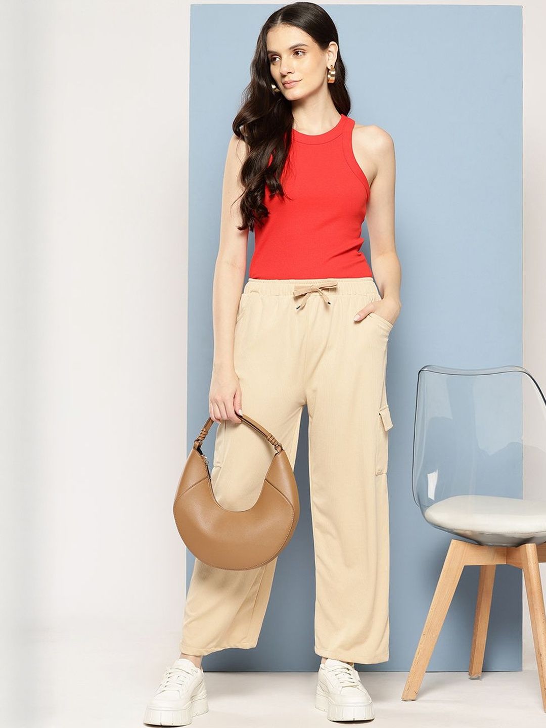 CORSICA Women Beige Cargos Casual Trousers