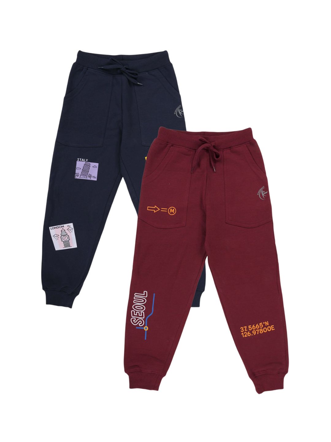 KiddoPanti Boys Pack Of 2 Printed Joggers