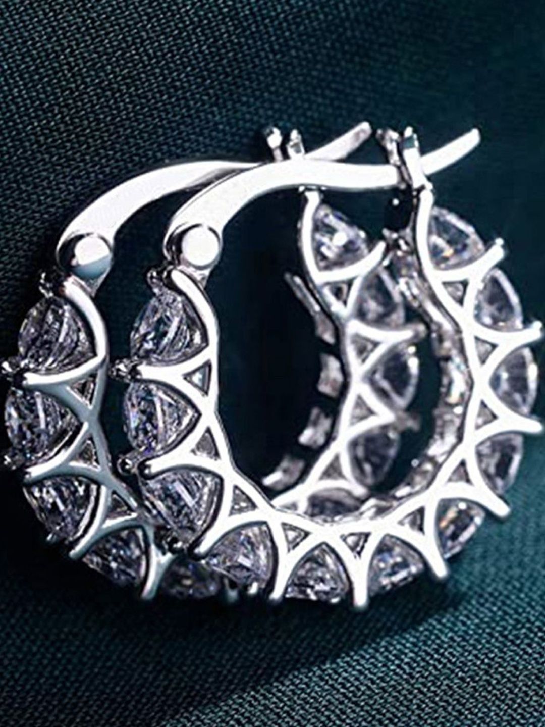 Jewels Galaxy Women Contemporary American Diamond Studded Hoop Earrings