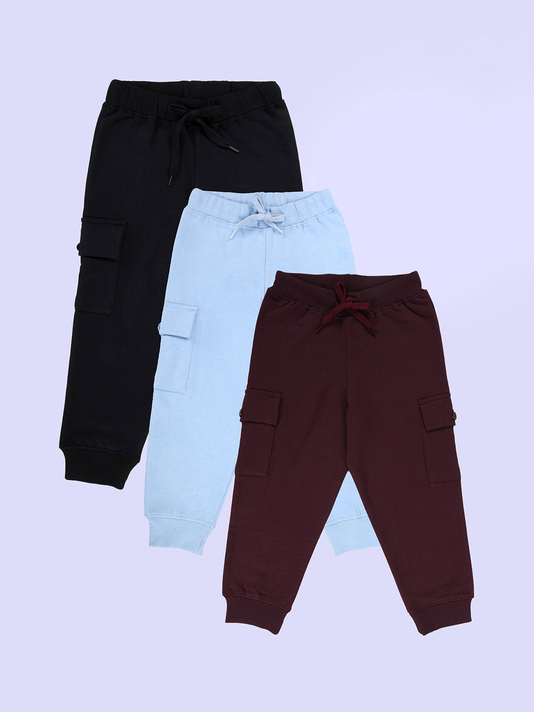 KiddoPanti Boys Pack Of 3 Mid Rise Joggers