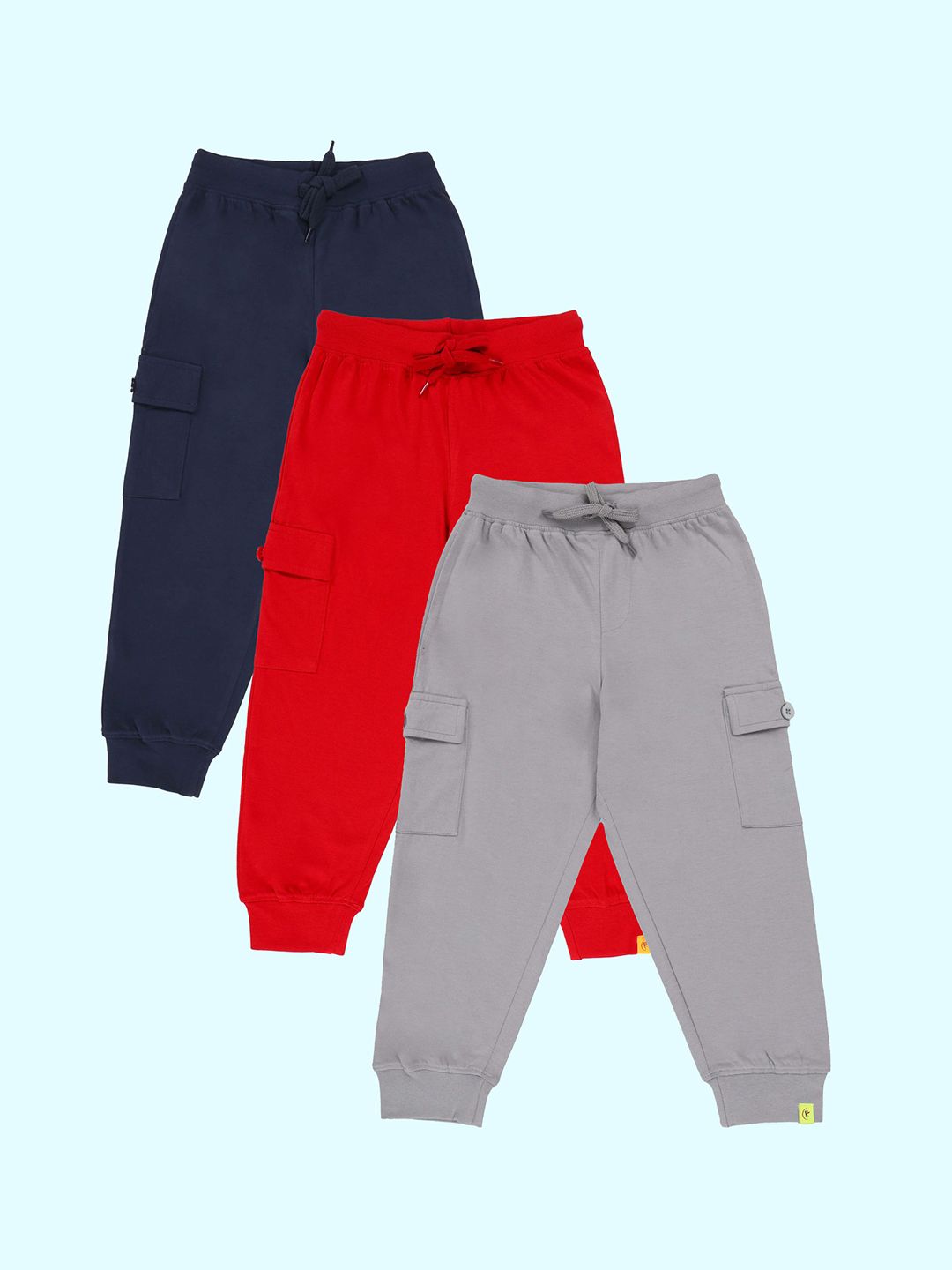 KiddoPanti Boys Pack Of 3 Pure Cotton Joggers