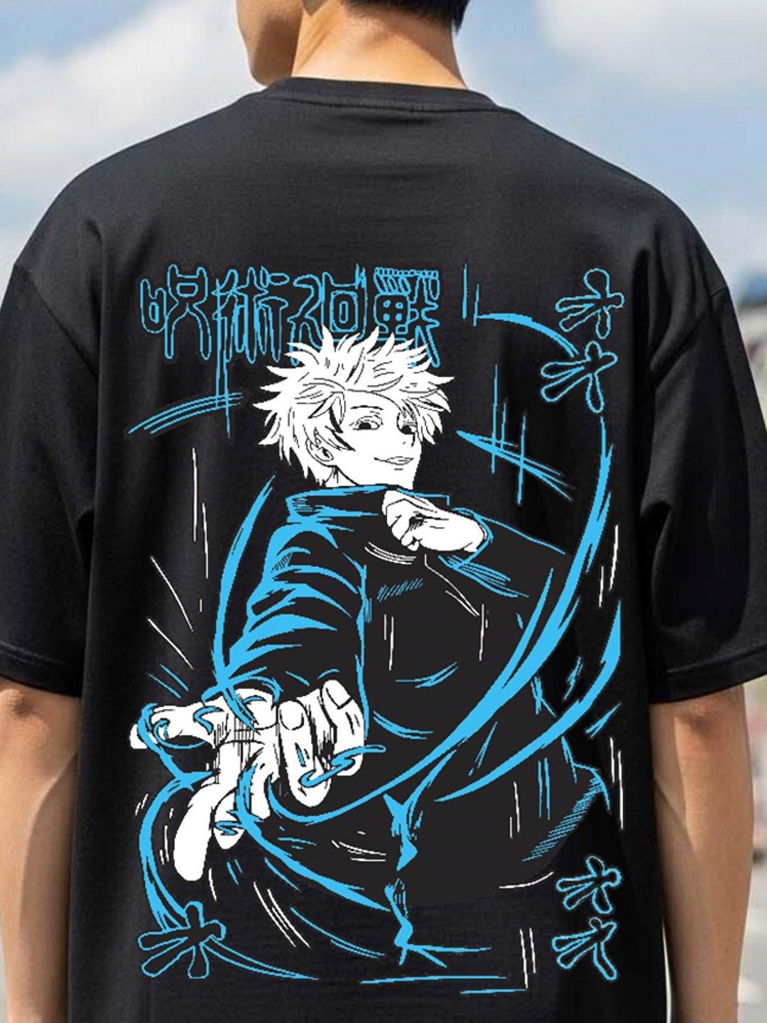 Buy MaverIQ Men Anime Printed Half Sleeve Round Neck Oversized T