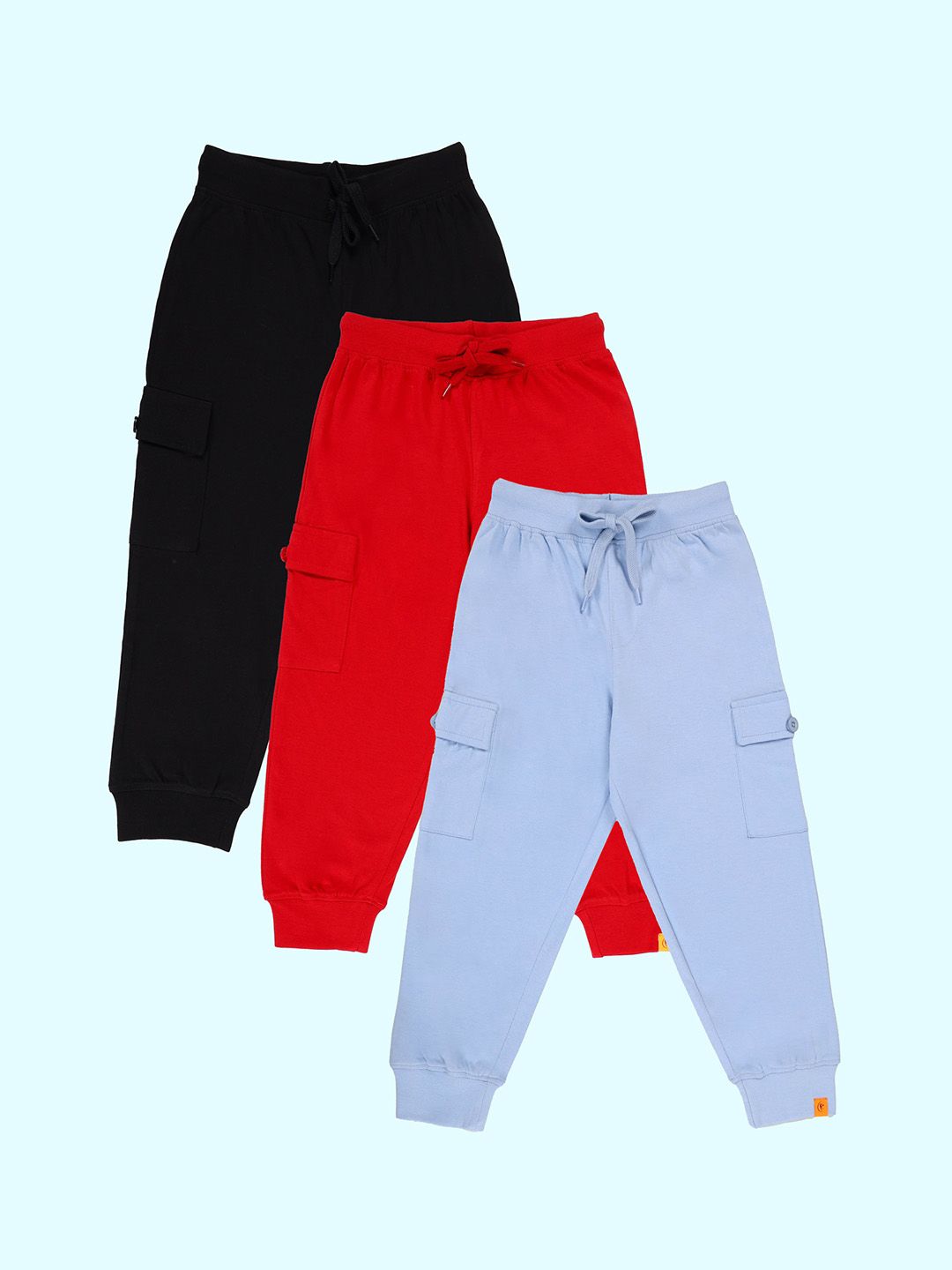 KiddoPanti Boys Pack Of 3 Pure Cotton Track Pants
