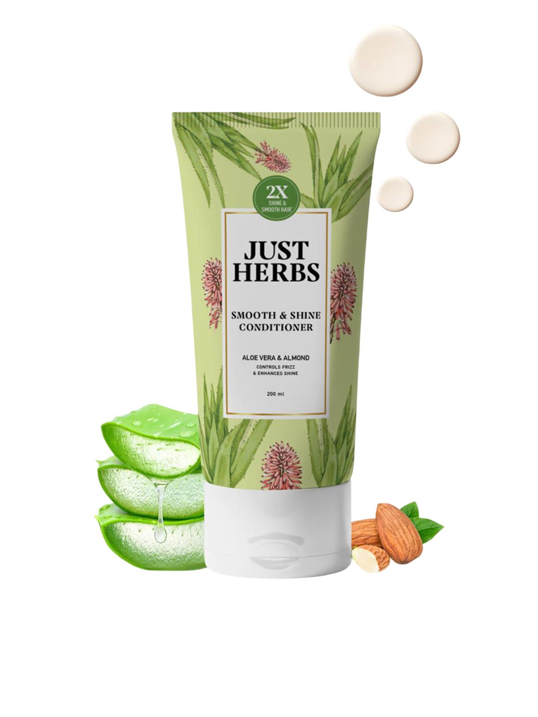 Just Herbs Just HerbsSmooth & Shine Conditioner with Aloe & Almond For Frizz Control 200ml