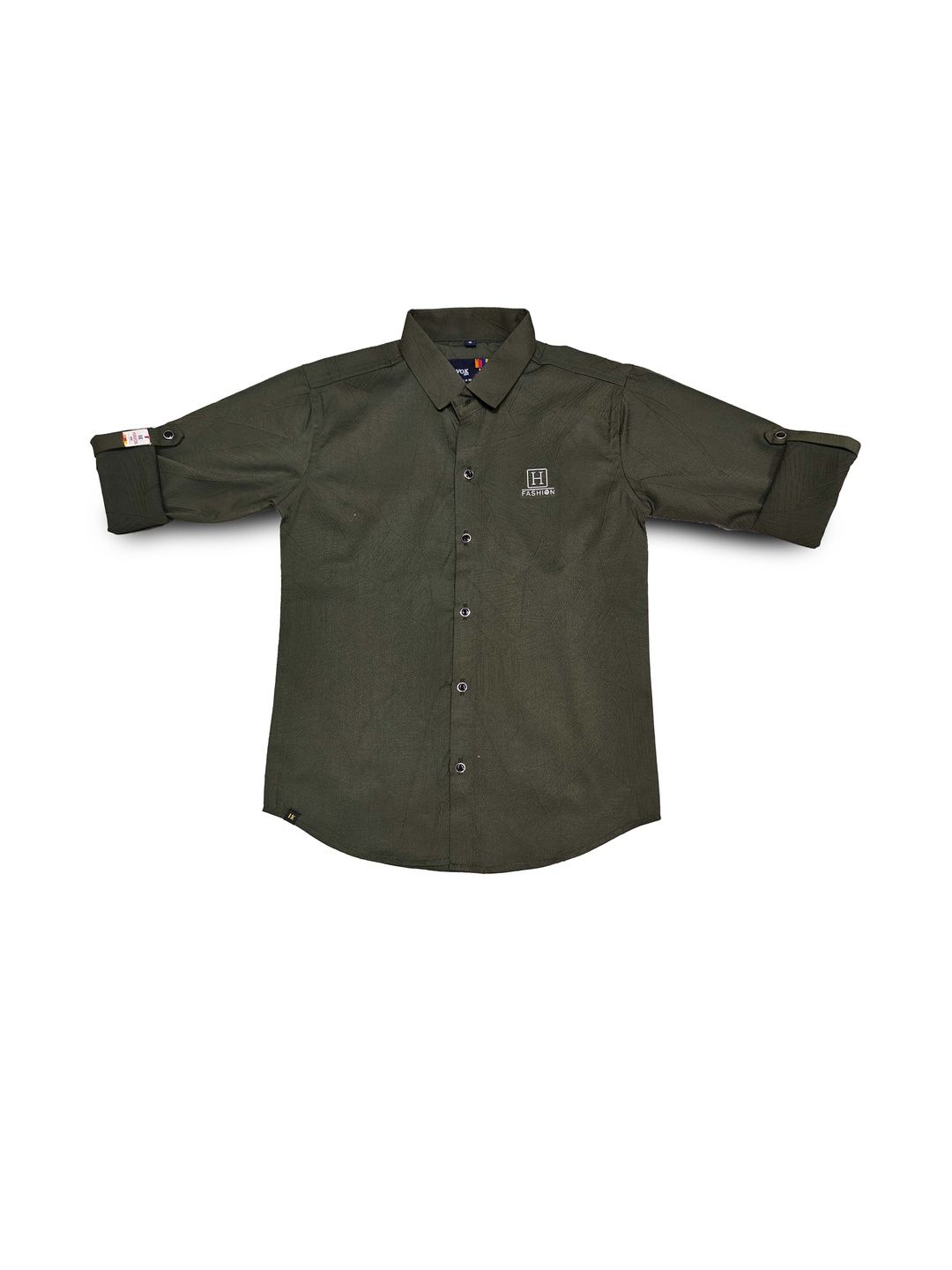 Havok kids Boys Green Spread Collar Long Sleeves Polycotton Shirt
