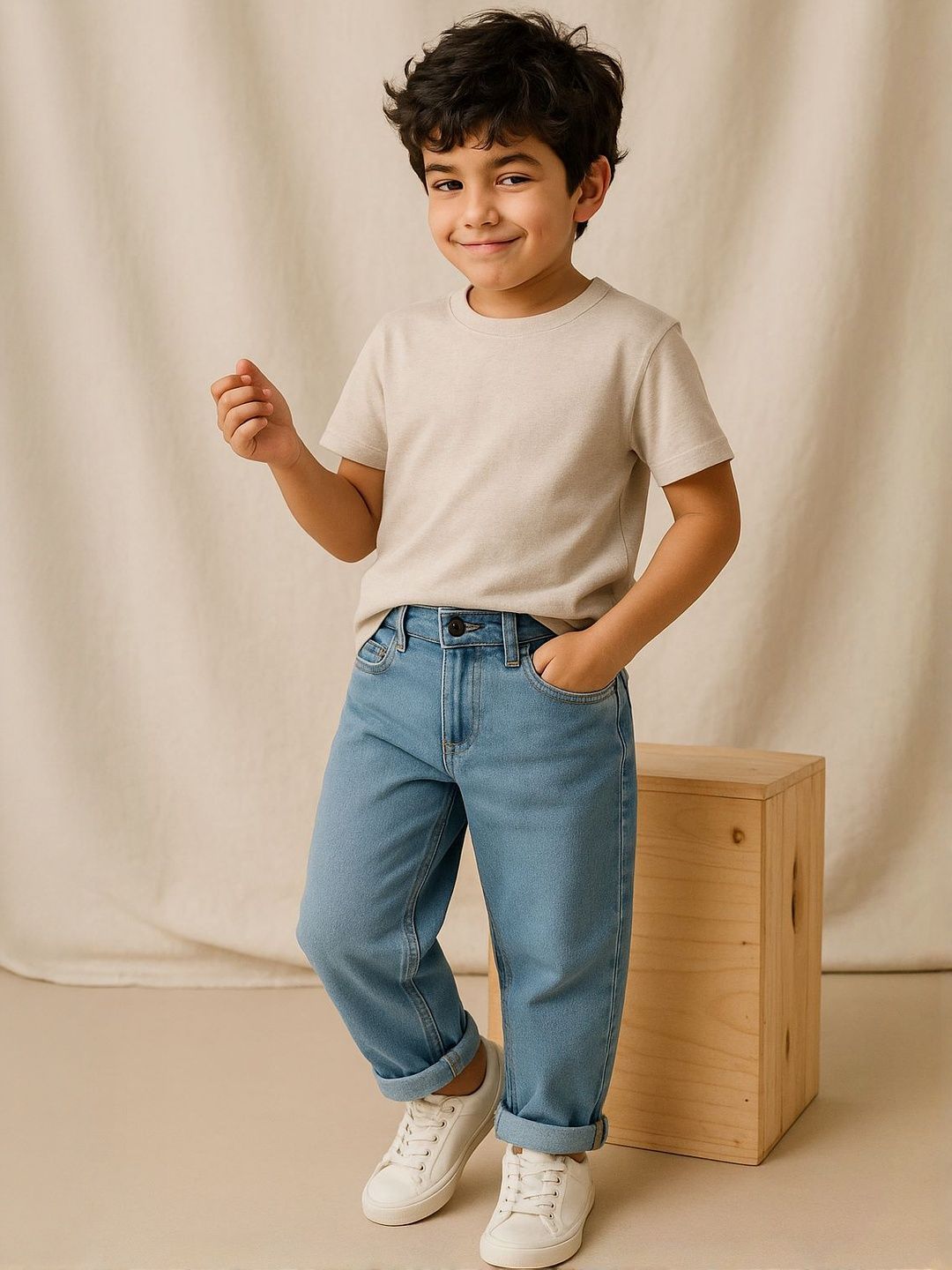 TALES & STORIES Boys Blue Cotton Stretchable Jeans