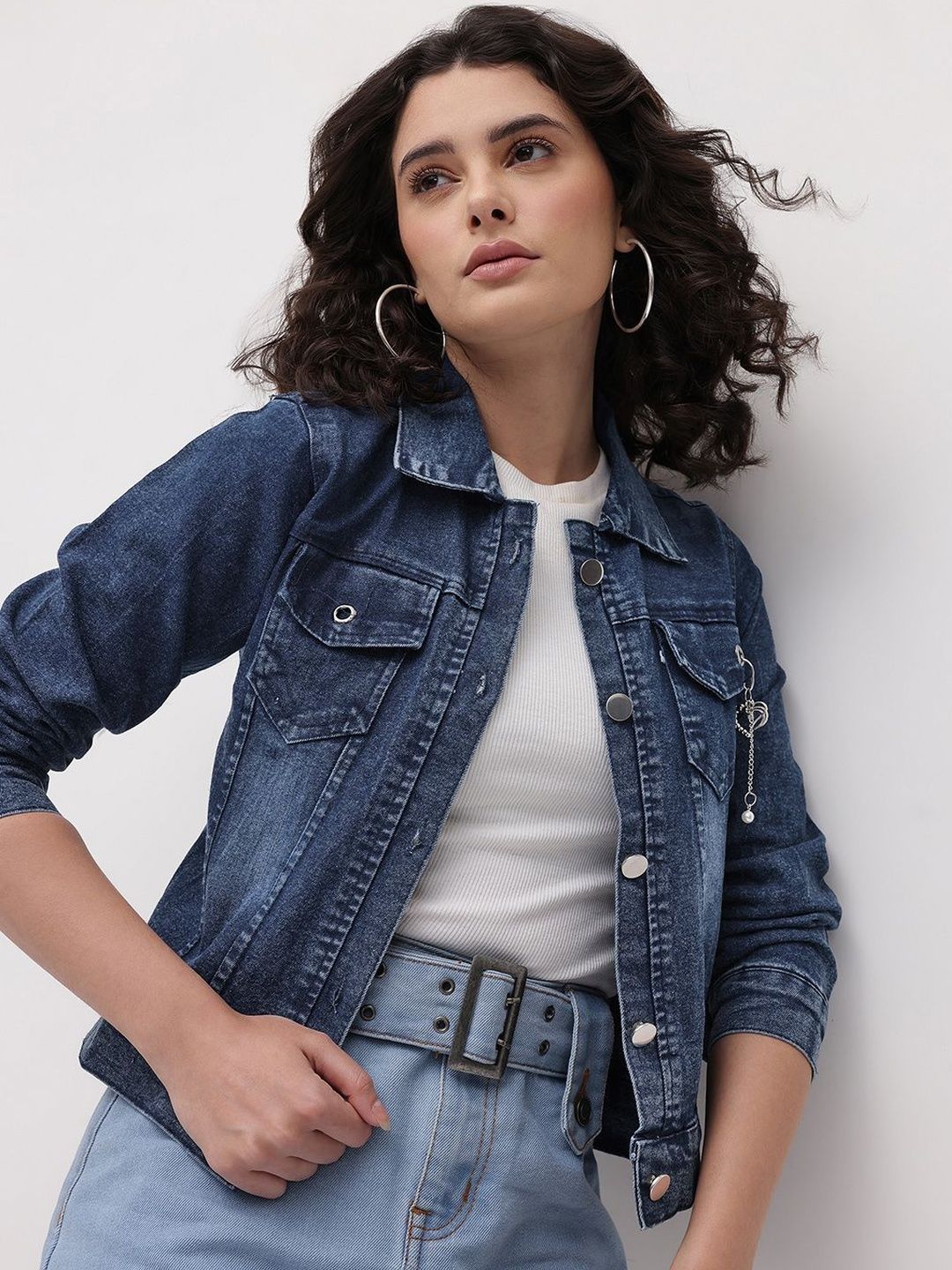 Roadster Women Navy Blue Denim Denim Jacket