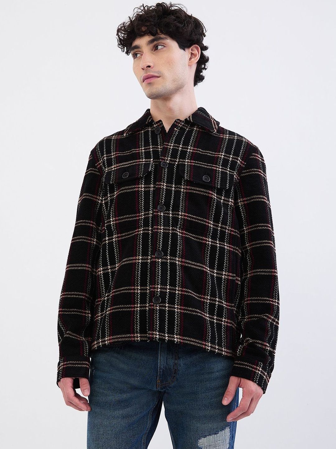 SPYKAR Men Black Cotton Jackets