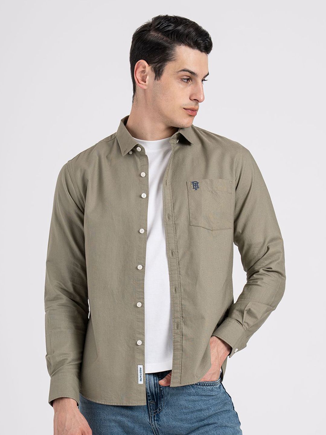 Red Tape Men Relaxed Fit Solid Button-Down Collar Casual Shirt