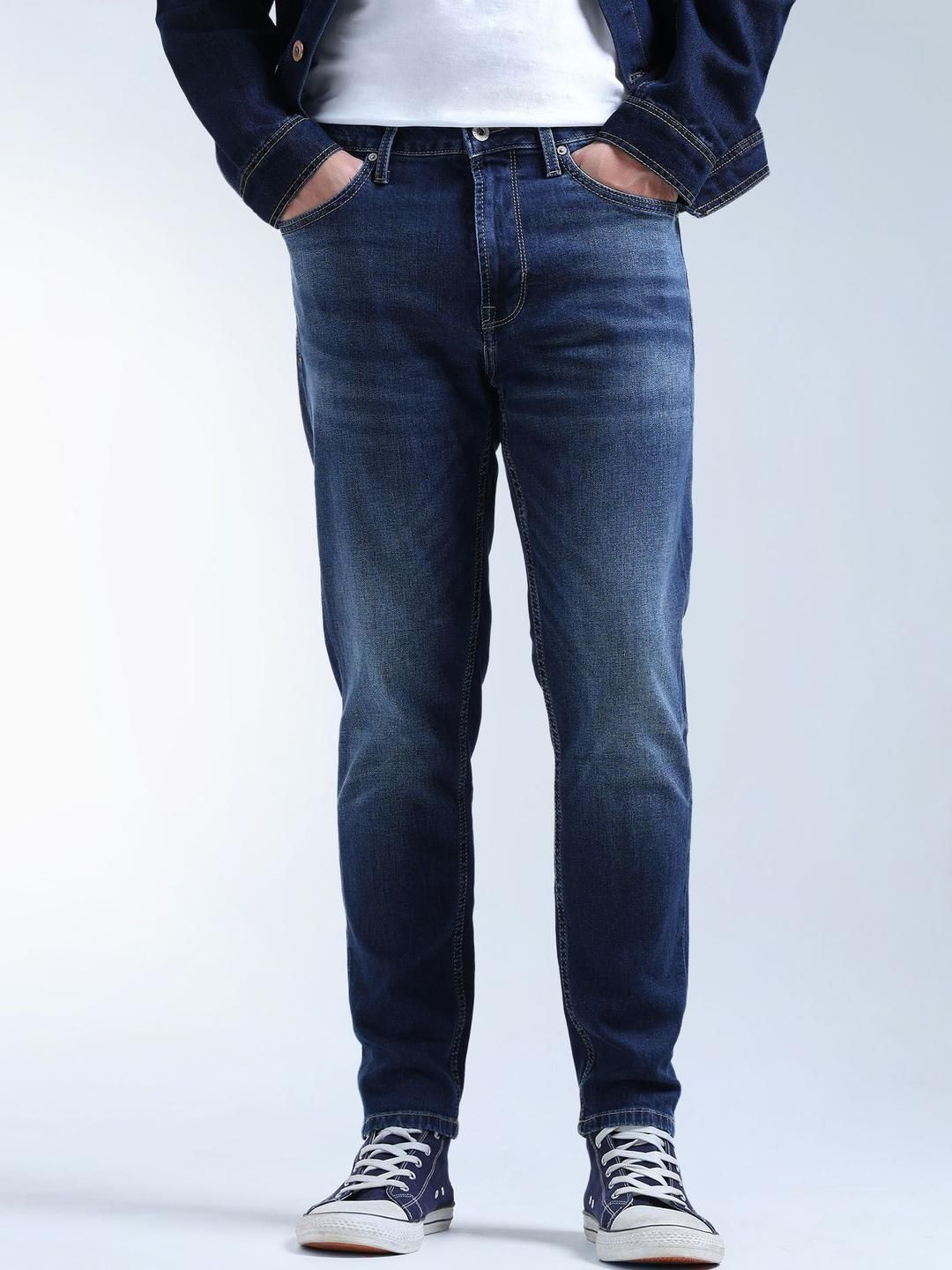 Flying Machine Men Relaxed Fit Mid-Rise Heavy Fade Stretchable Jeans