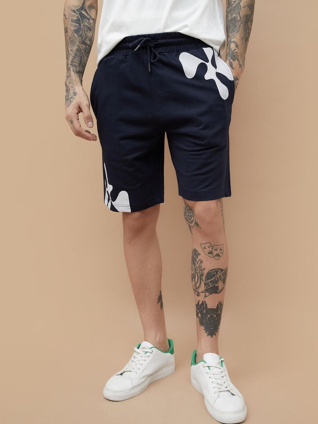 Fame Forever by Lifestyle Men Abstract Printed Regular Fit Mid-Rise Sports Shorts