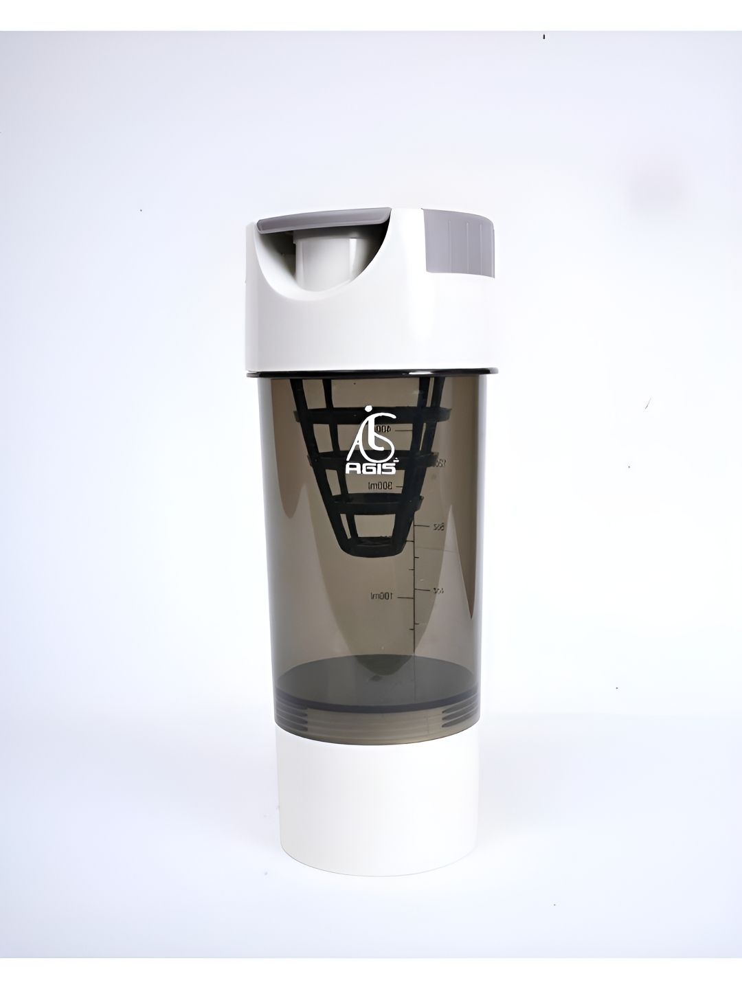 AGIS White & Black Printed Protein Shaker-600 ML