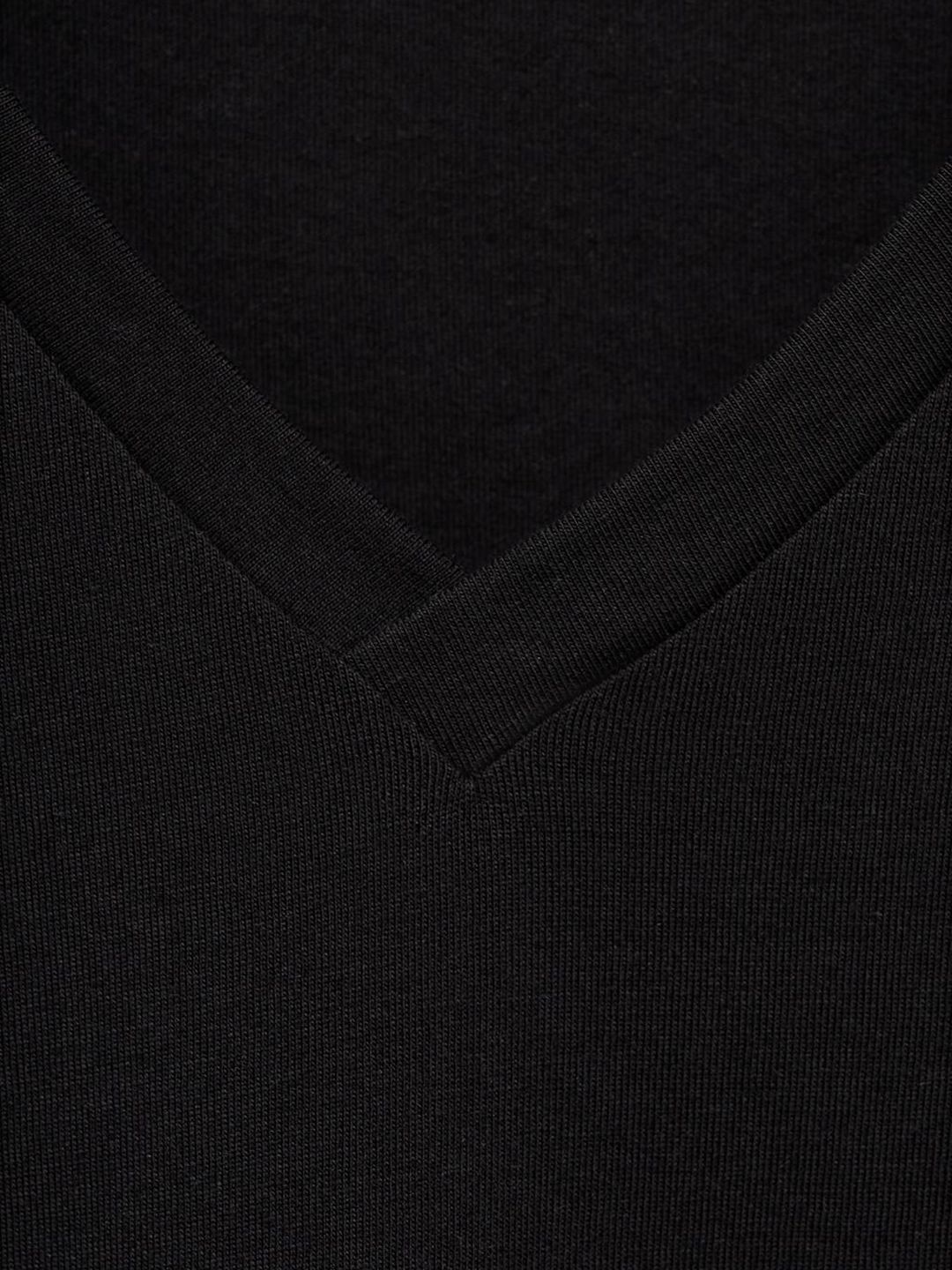 V-Neck Drop-Shoulder Sleeves Relaxed Pure Cotton T-shirt