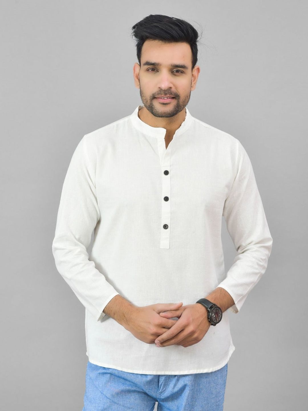 Anouk Rustic Mandarin Collar Pure Cotton Straight Kurta